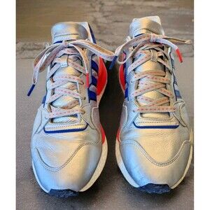 Men's Silver and Blue Athletic Shoes